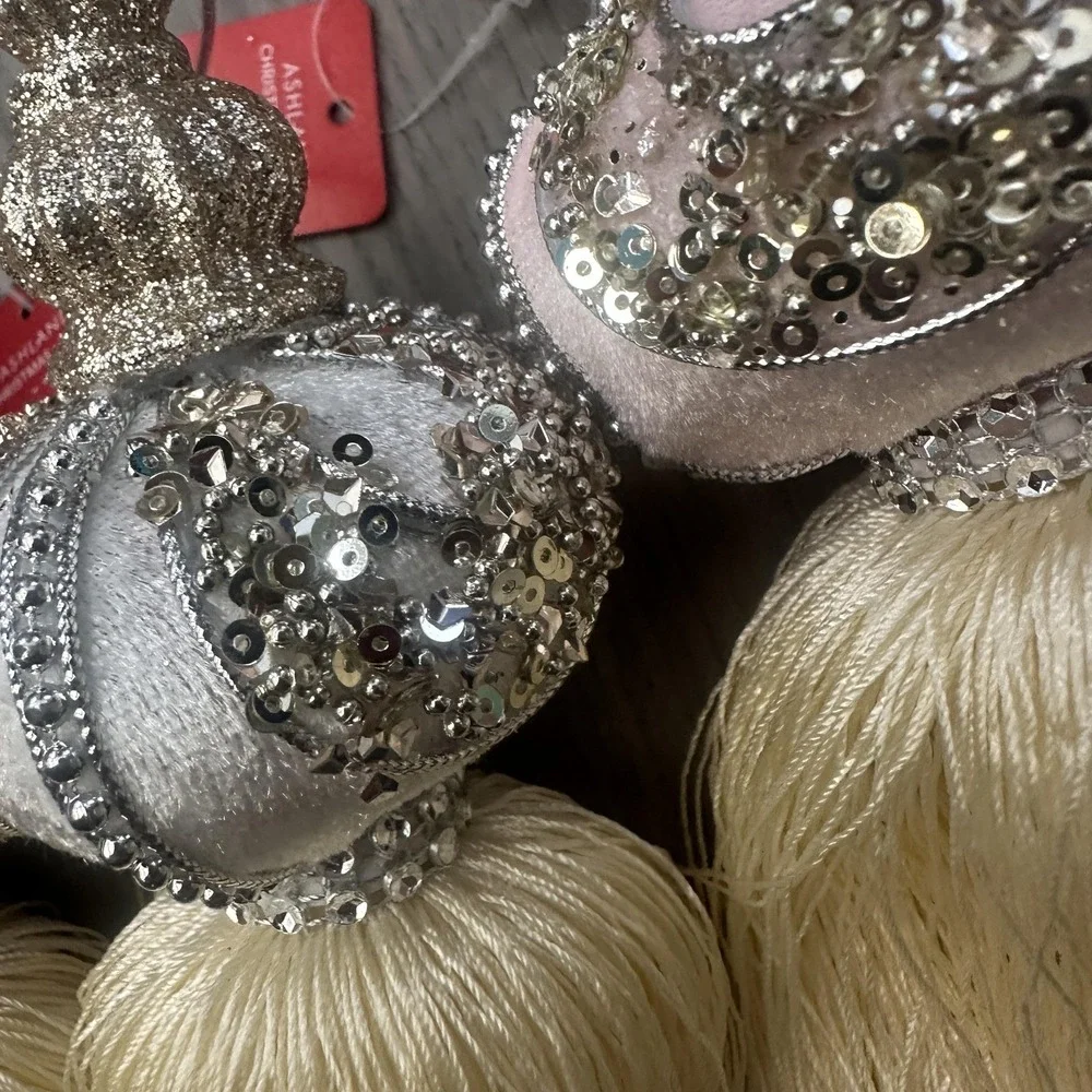 Ashland Frosted Fairytale Tassel Ornaments Set Of 4 Pink White Christmas Decor